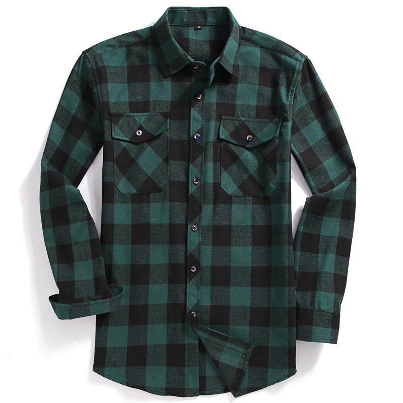 Flannel Shirt Lined - Sonbahar erkek Uzun Kollu Rahat Düğme