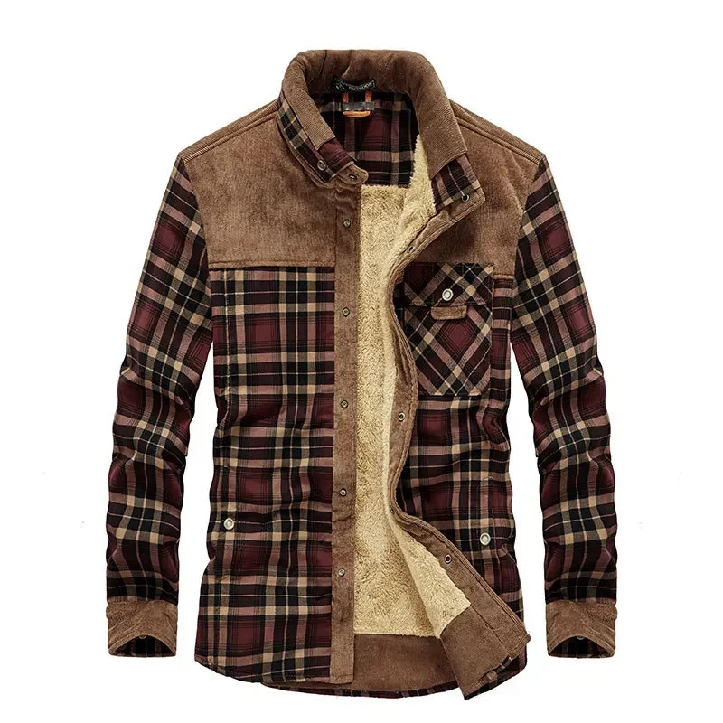Flannel Shirt Lined - Erkekler ekose gömlek kışlık ceketler polar